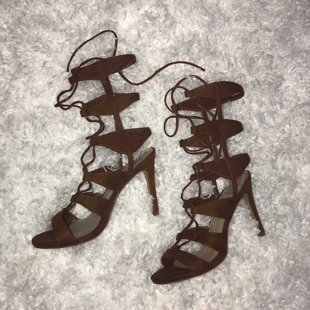 ✨Sasha lace up cognac heels